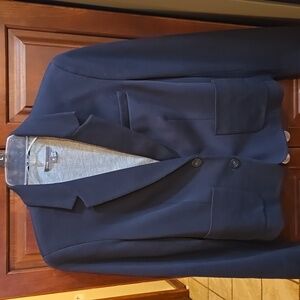 Vince Shrunken Blazer In Coastal Blue Wool Blend 2 Button Size 6